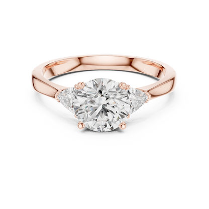 Round Brilliant Cut With Trillion Stone Ring