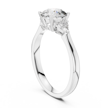 Round Brilliant Cut With Trillion Stone Ring