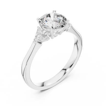 Round Brilliant Cut With Trillion Stone Ring