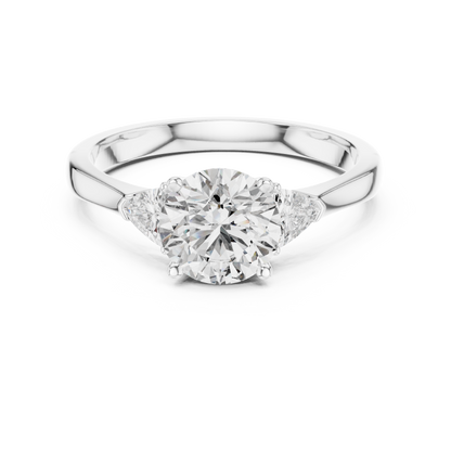 Round Brilliant Cut With Trillion Stone Ring
