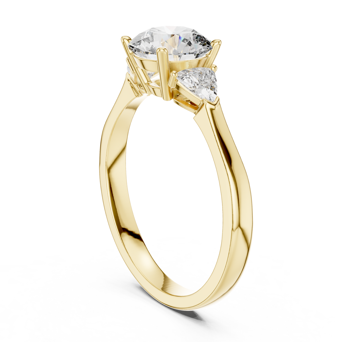 round brilliant cut with trillion stone ring