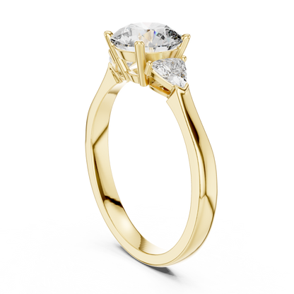 Round Brilliant Cut With Trillion Stone Ring