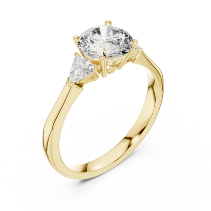 Round Brilliant Cut With Trillion Stone Ring