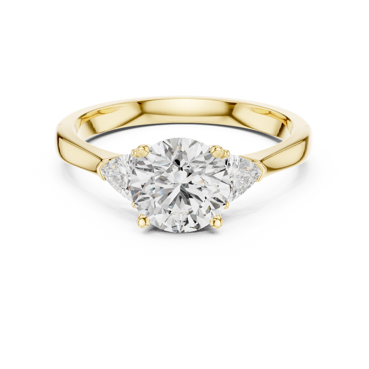 round brilliant cut with trillion stone ring