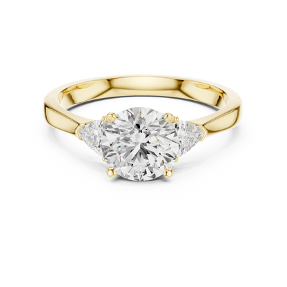 Round Brilliant Cut With Trillion Stone Ring