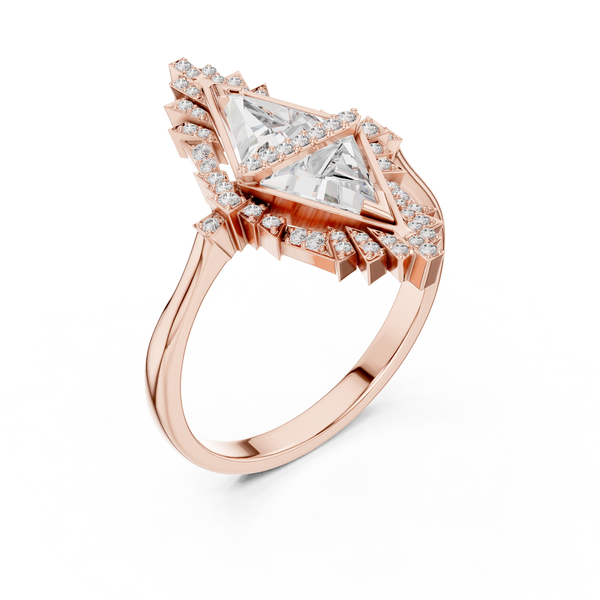 two tringle diamond ring