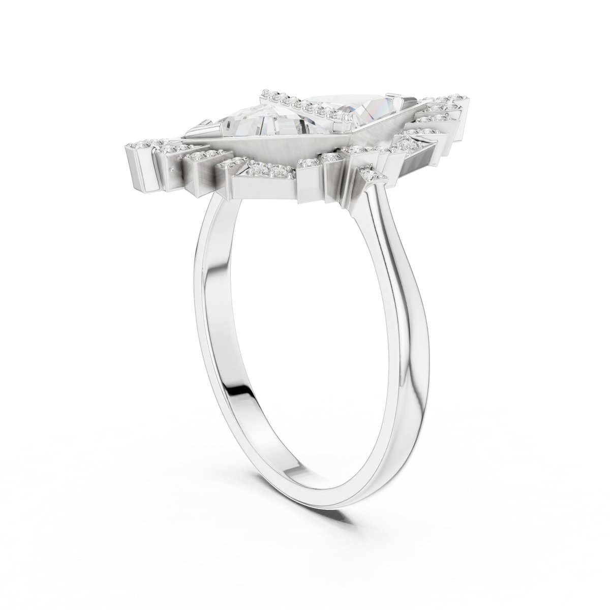two tringle diamond ring