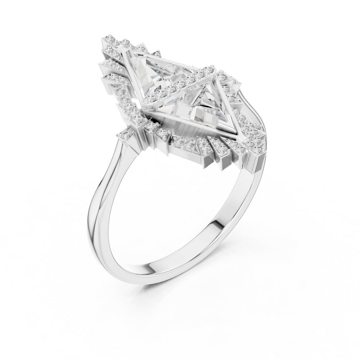 two tringle diamond ring