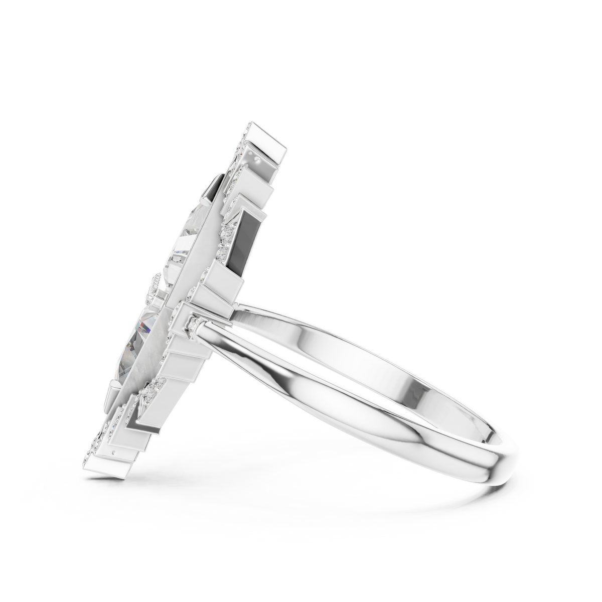 two tringle diamond ring