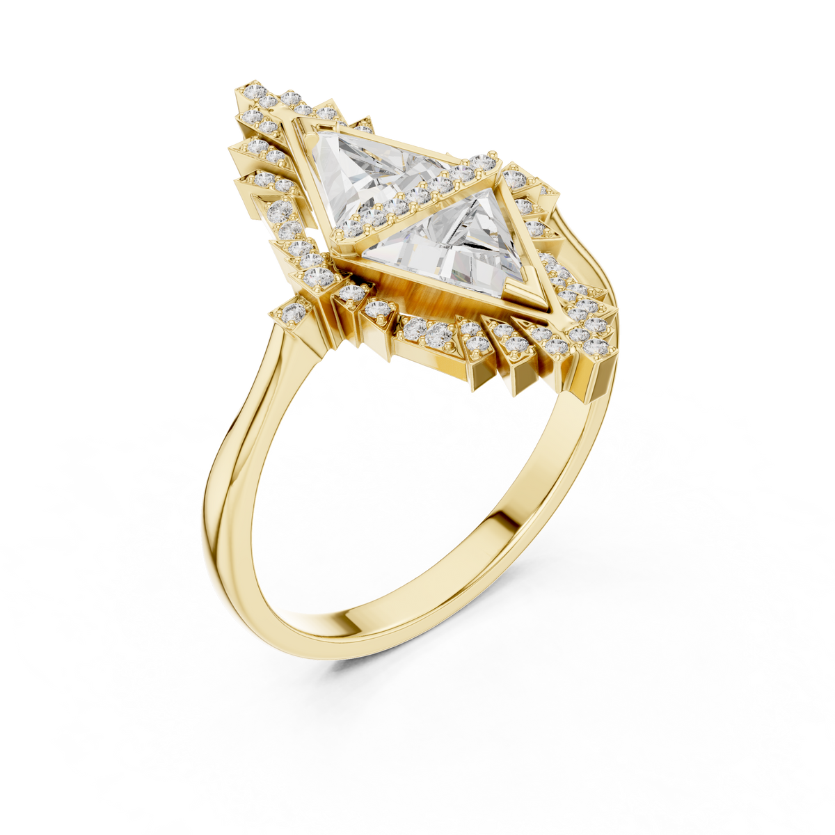 two tringle diamond ring