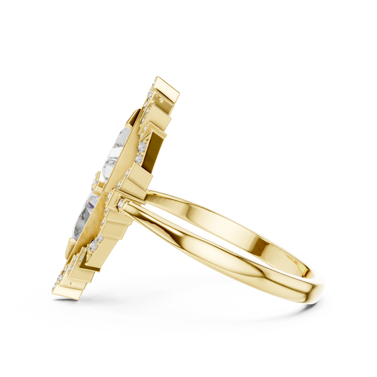two tringle diamond ring