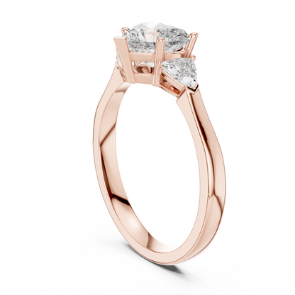 Heart Cut Diamond Two Trillion Stone Ring