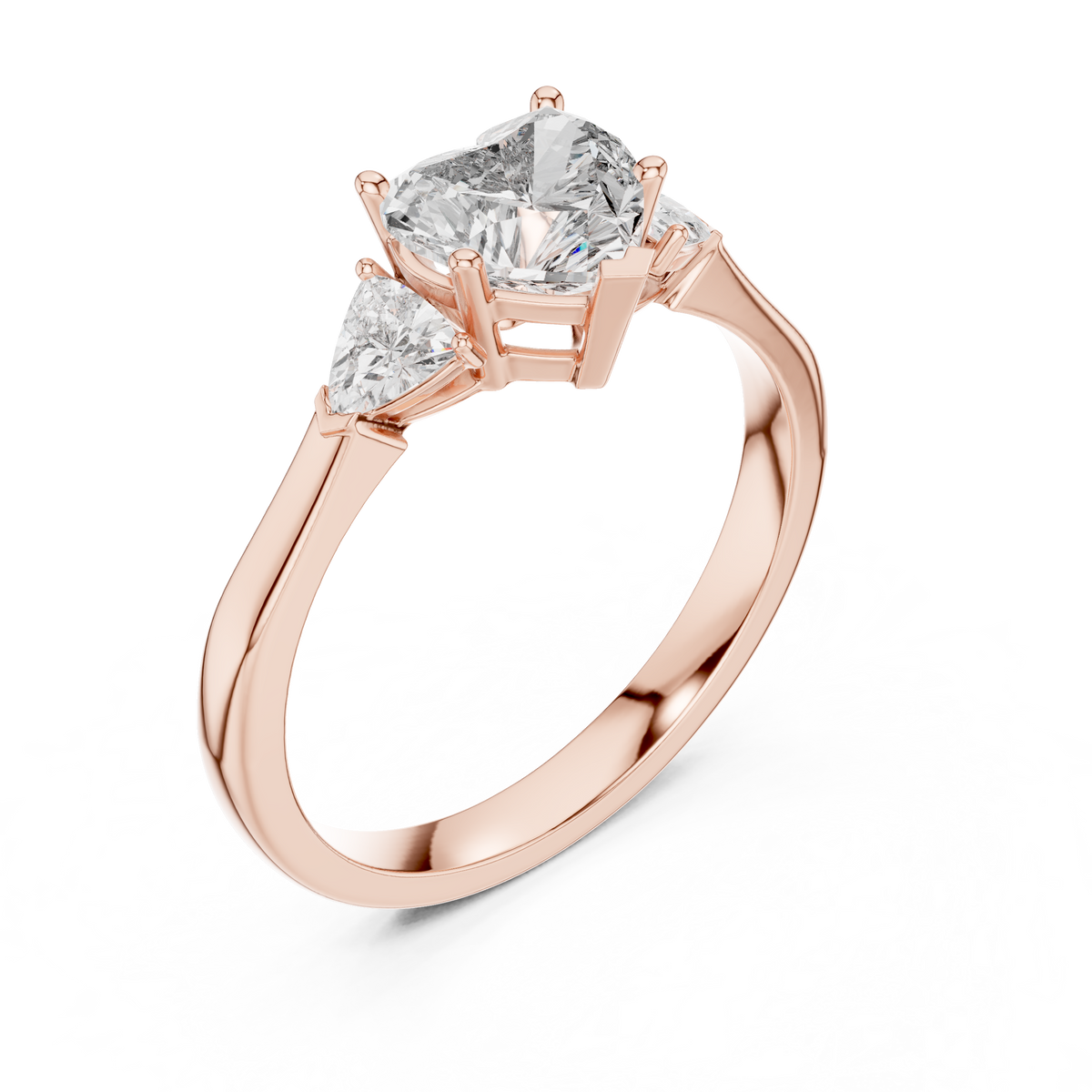 heart cut diamond two trillion stone ring