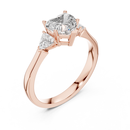 Heart Cut Diamond Two Trillion Stone Ring