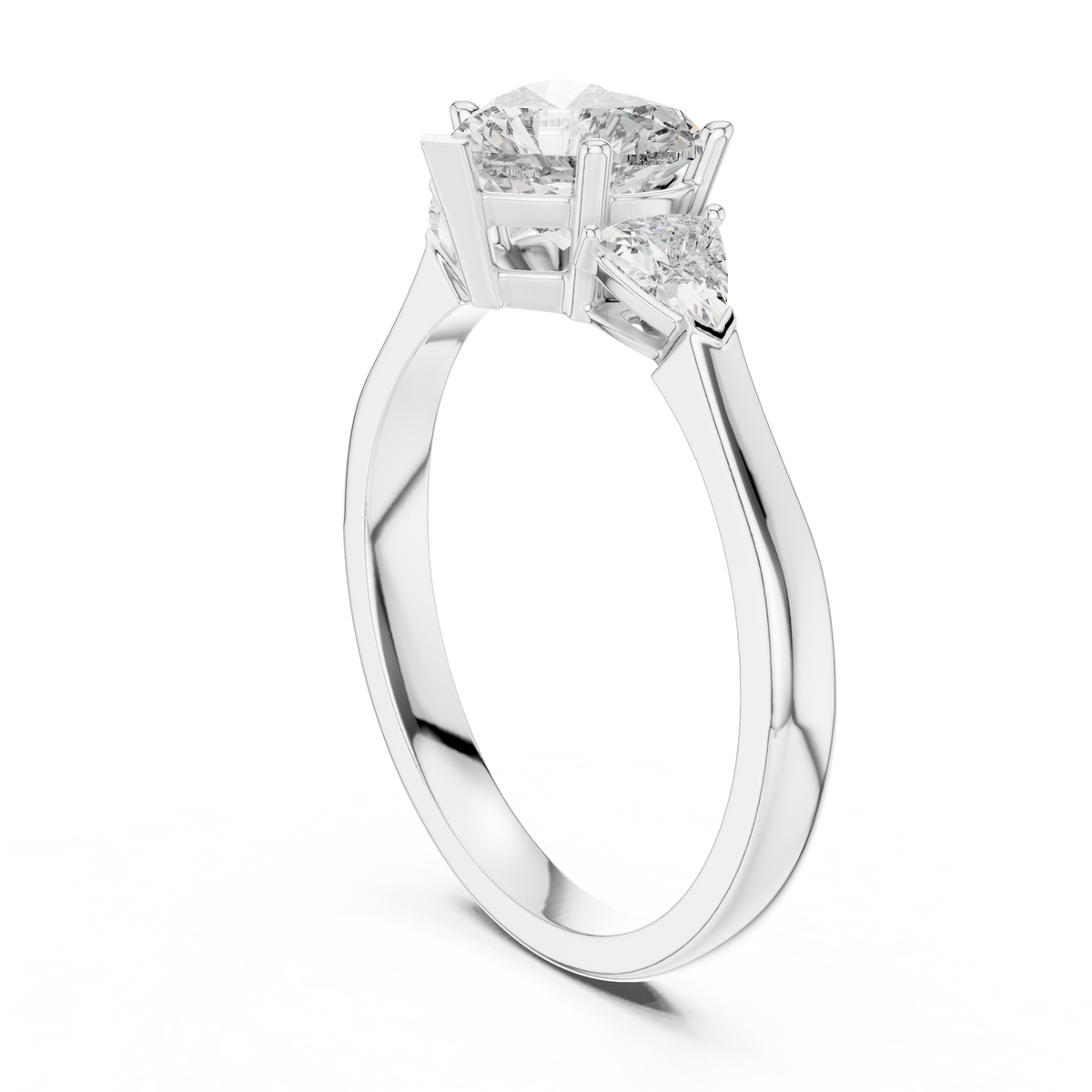 heart cut diamond two trillion stone ring