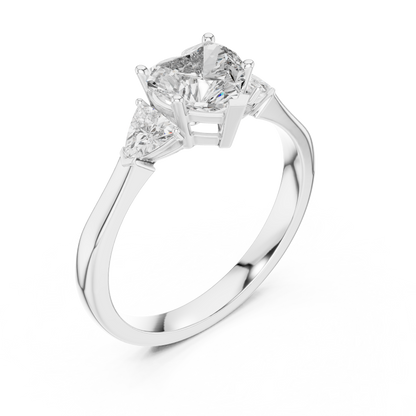 Heart Cut Diamond Two Trillion Stone Ring