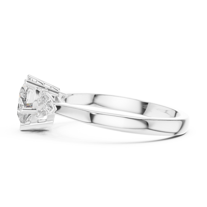 Heart Cut Diamond Two Trillion Stone Ring