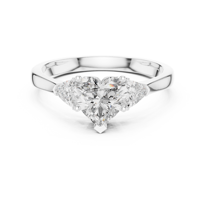 Heart Cut Diamond Two Trillion Stone Ring