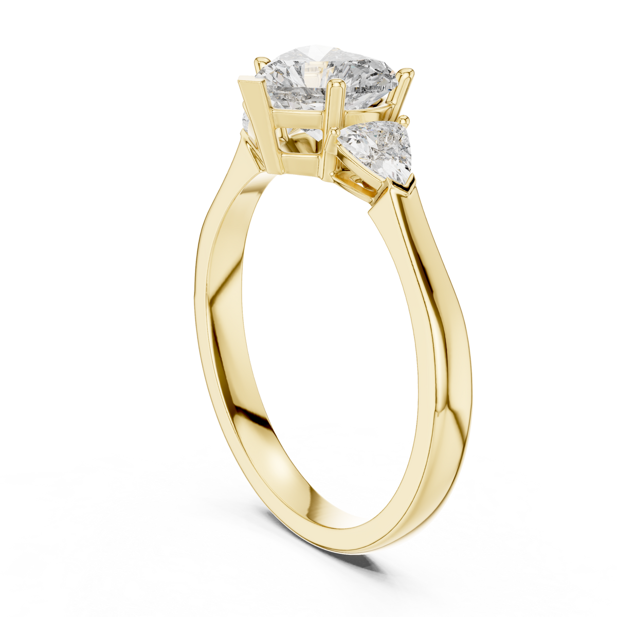 heart cut diamond two trillion stone ring