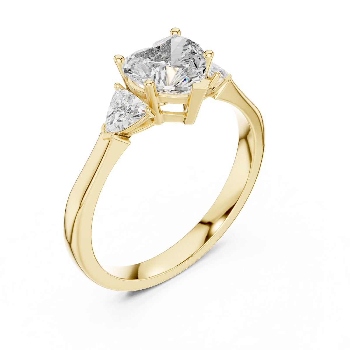 heart cut diamond two trillion stone ring