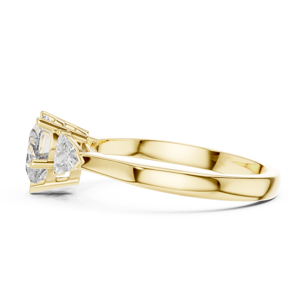 heart cut diamond two trillion stone ring