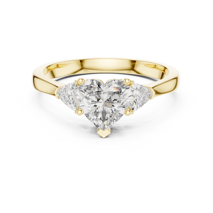 Heart Cut Diamond Two Trillion Stone Ring