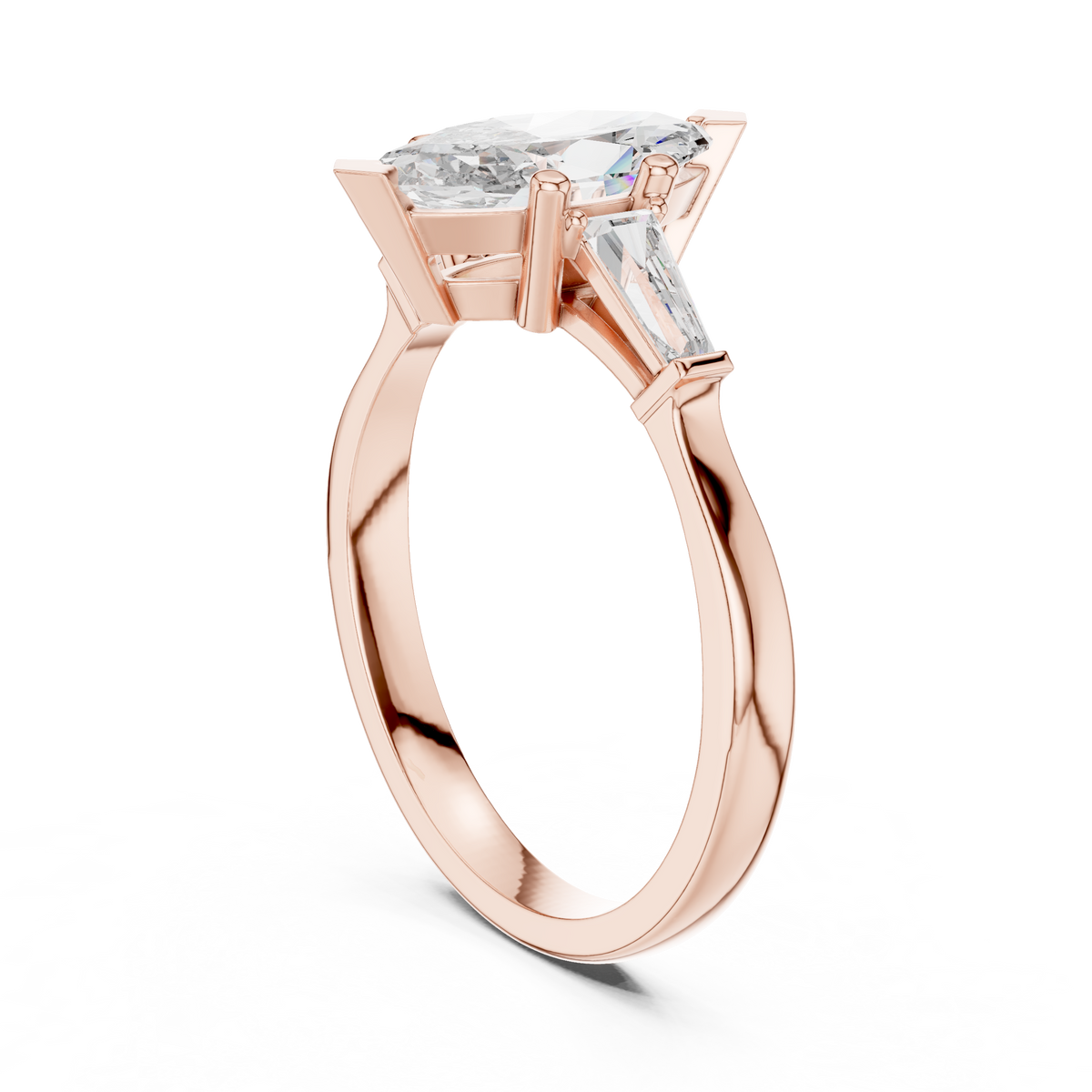 marquise cut tapered baguette diamond  engagement ring