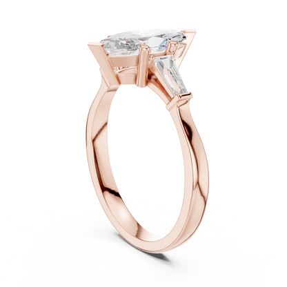 Marquise Cut Tapered Baguette Diamond  Engagement Ring