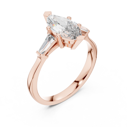 Marquise Cut Tapered Baguette Diamond  Engagement Ring