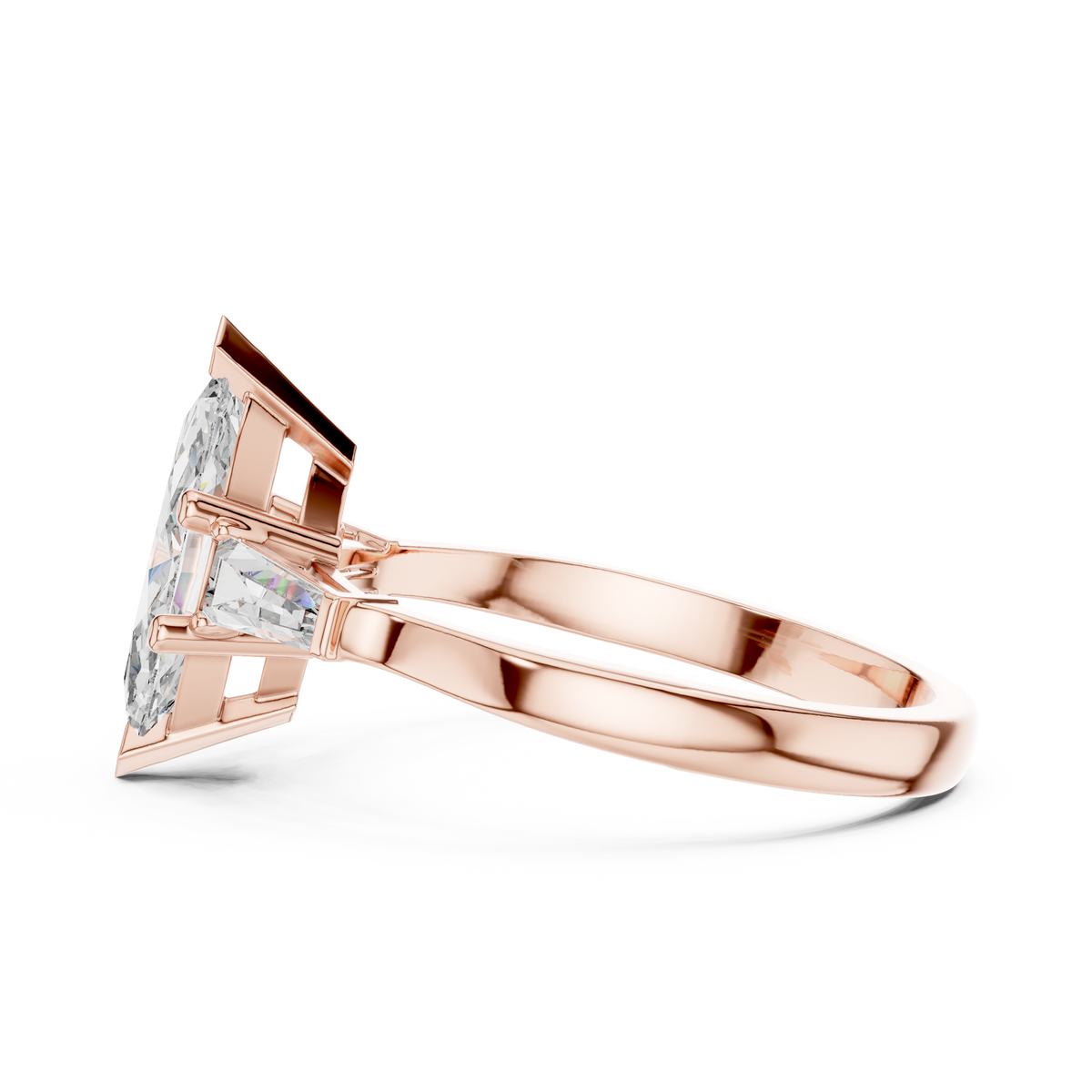 marquise cut tapered baguette diamond  engagement ring