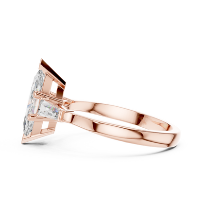 Marquise Cut Tapered Baguette Diamond  Engagement Ring