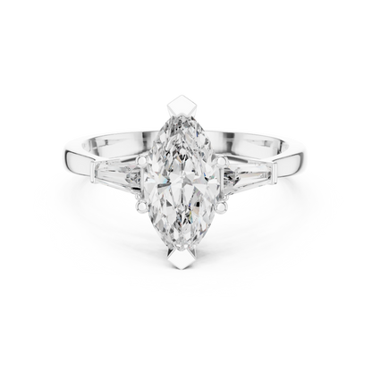 Marquise Cut Tapered Baguette Diamond  Engagement Ring
