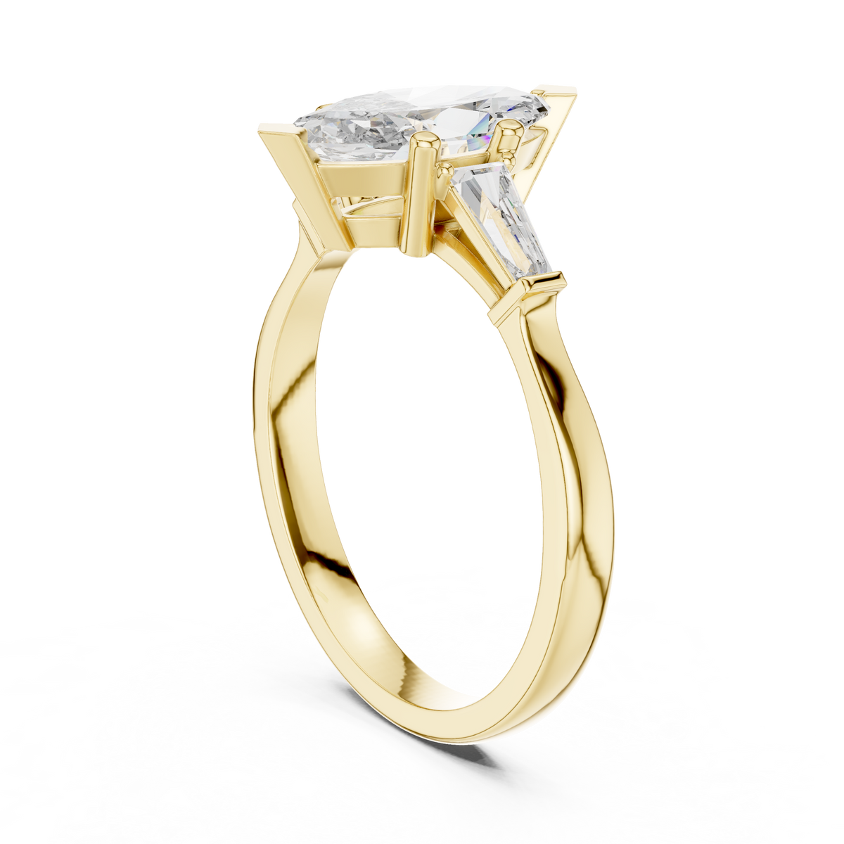 marquise cut tapered baguette diamond  engagement ring