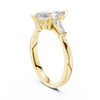 Marquise Cut Tapered Baguette Diamond  Engagement Ring
