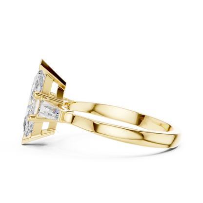 Marquise Cut Tapered Baguette Diamond  Engagement Ring
