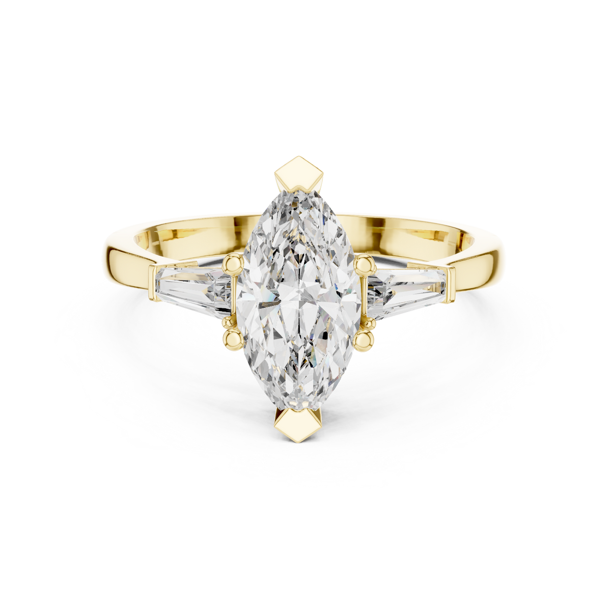 marquise cut tapered baguette diamond  engagement ring