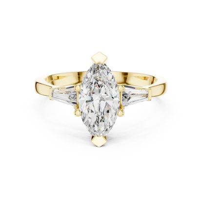 Marquise Cut Tapered Baguette Diamond  Engagement Ring