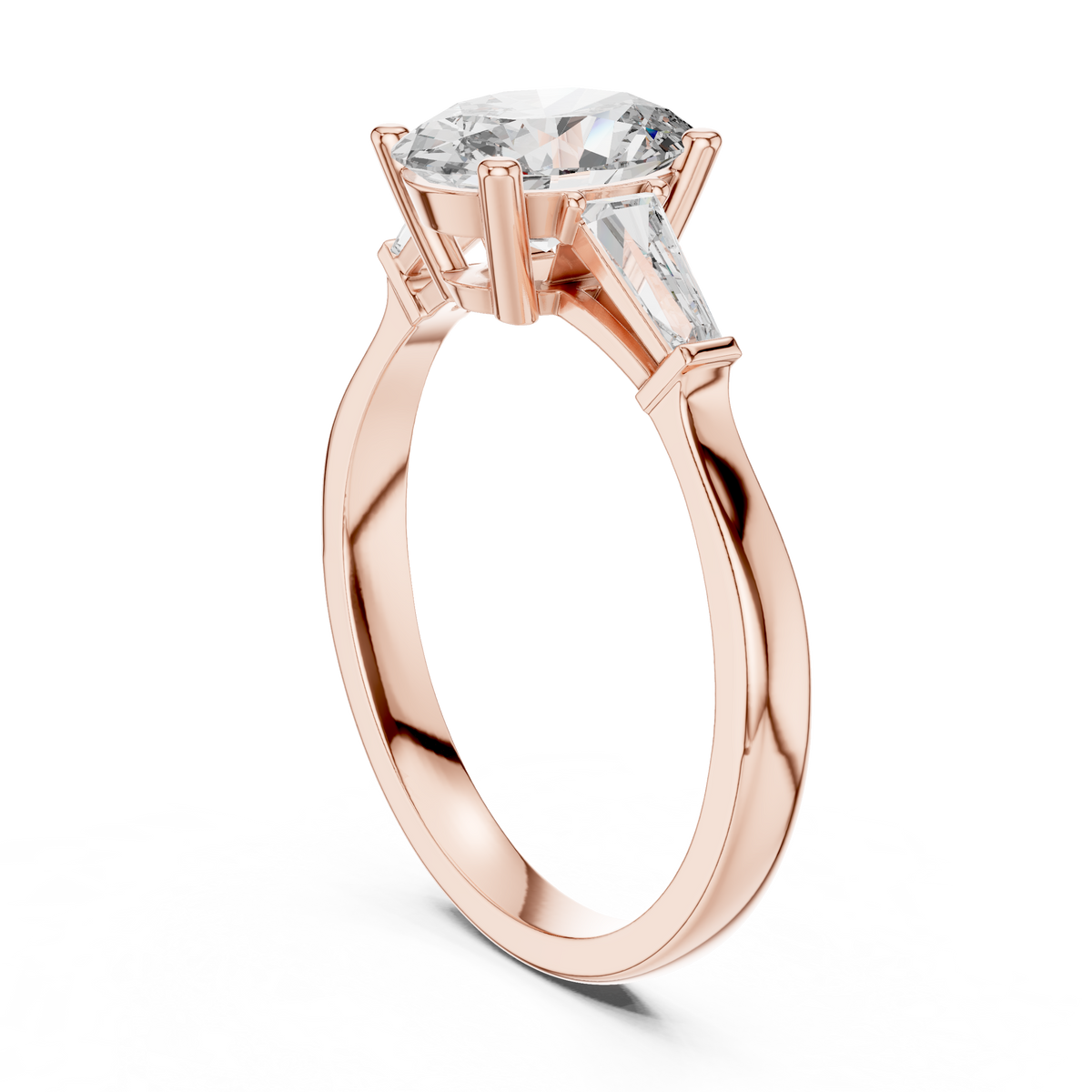 oval cut tapered baguette diamond  engagement ring