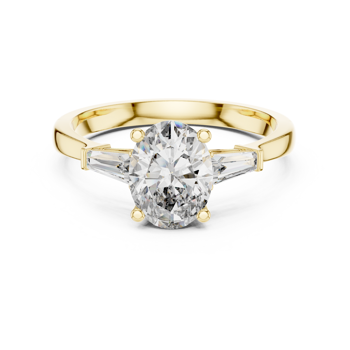 oval cut tapered baguette diamond  engagement ring