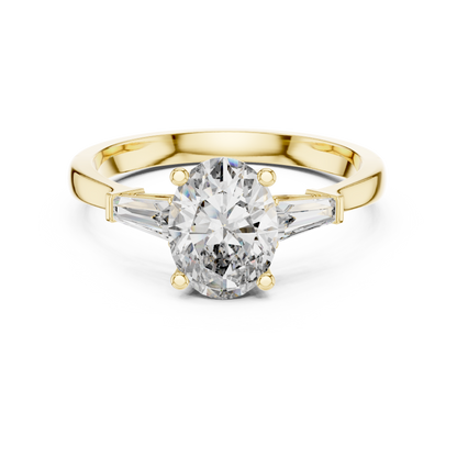 Oval Cut Tapered Baguette Diamond  Engagement Ring