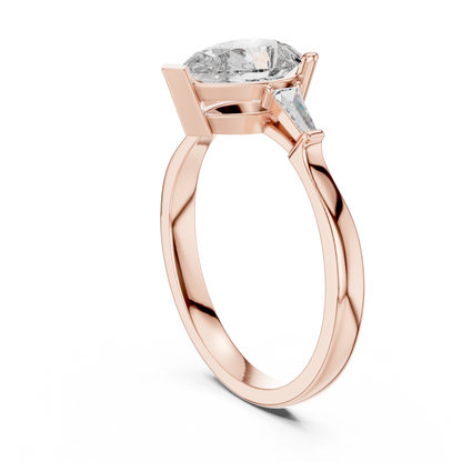 Pear Cut Tapered Baguette Diamond  Engagement Ring