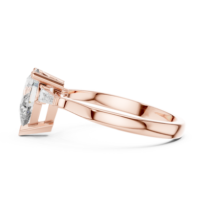 Pear Cut Tapered Baguette Diamond  Engagement Ring