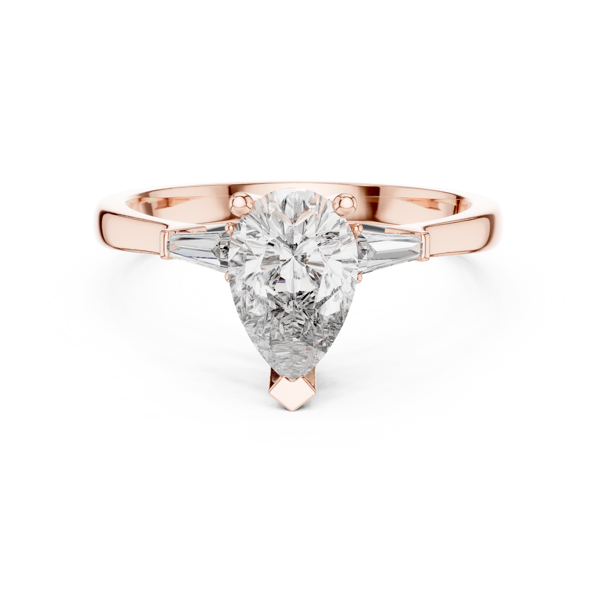 pear cut tapered baguette diamond  engagement ring