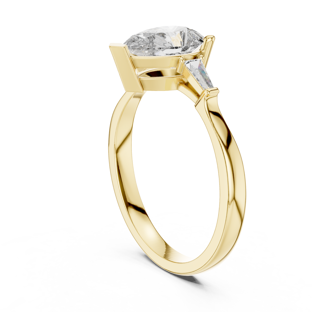 pear cut tapered baguette diamond  engagement ring