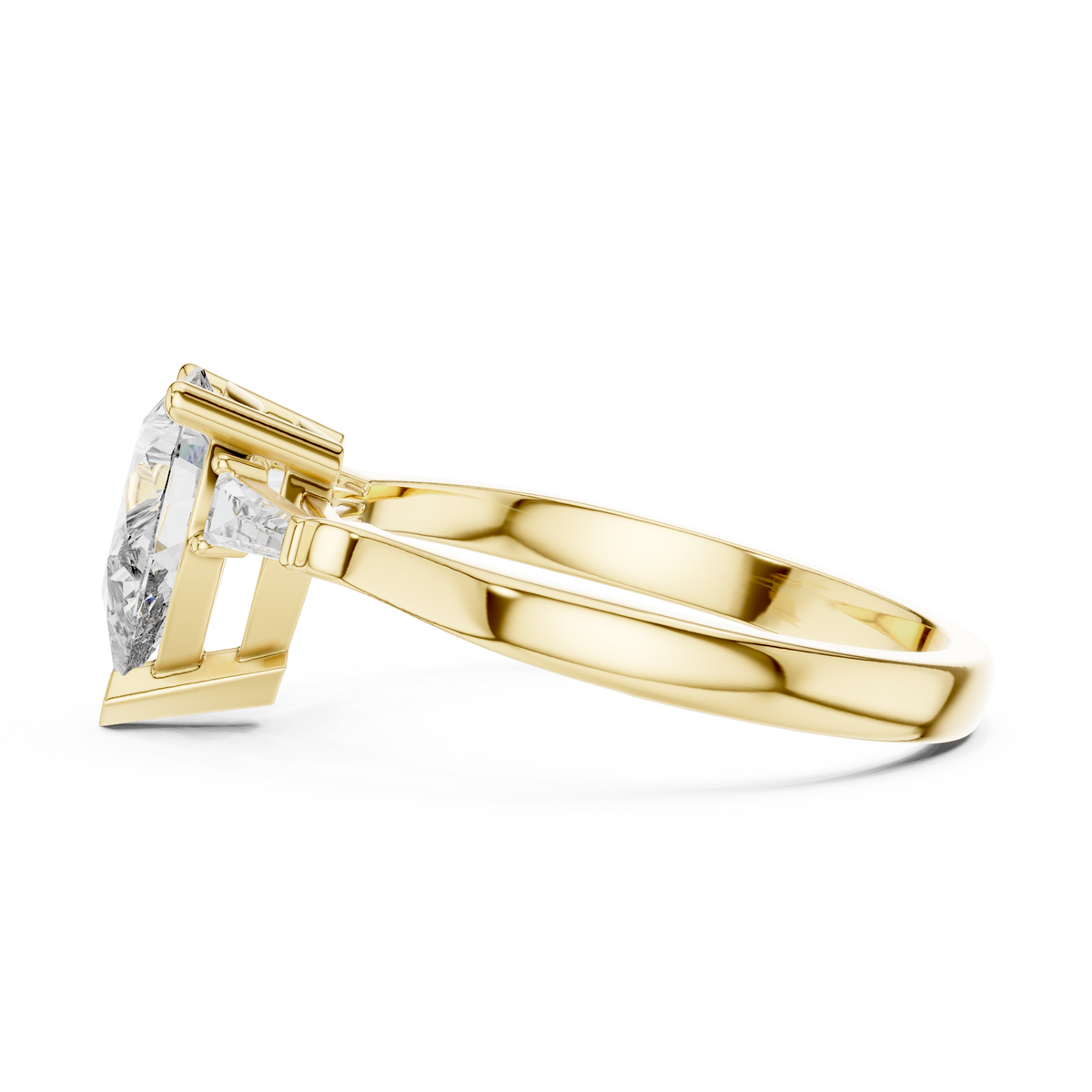 pear cut tapered baguette diamond  engagement ring