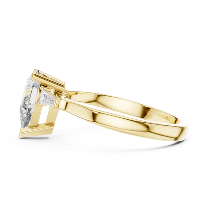 Pear Cut Tapered Baguette Diamond  Engagement Ring