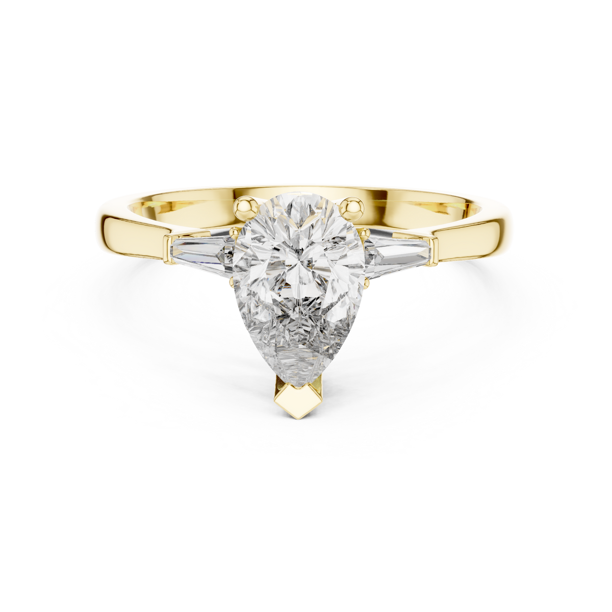 pear cut tapered baguette diamond  engagement ring
