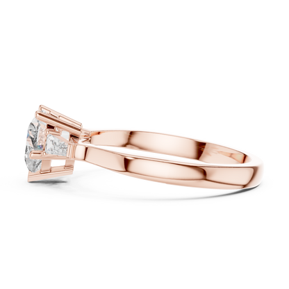 Heart Cut Tapered Baguette Diamond  Engagement Ring