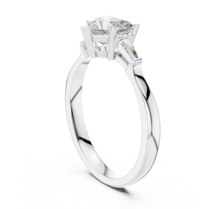 Heart Cut Tapered Baguette Diamond  Engagement Ring