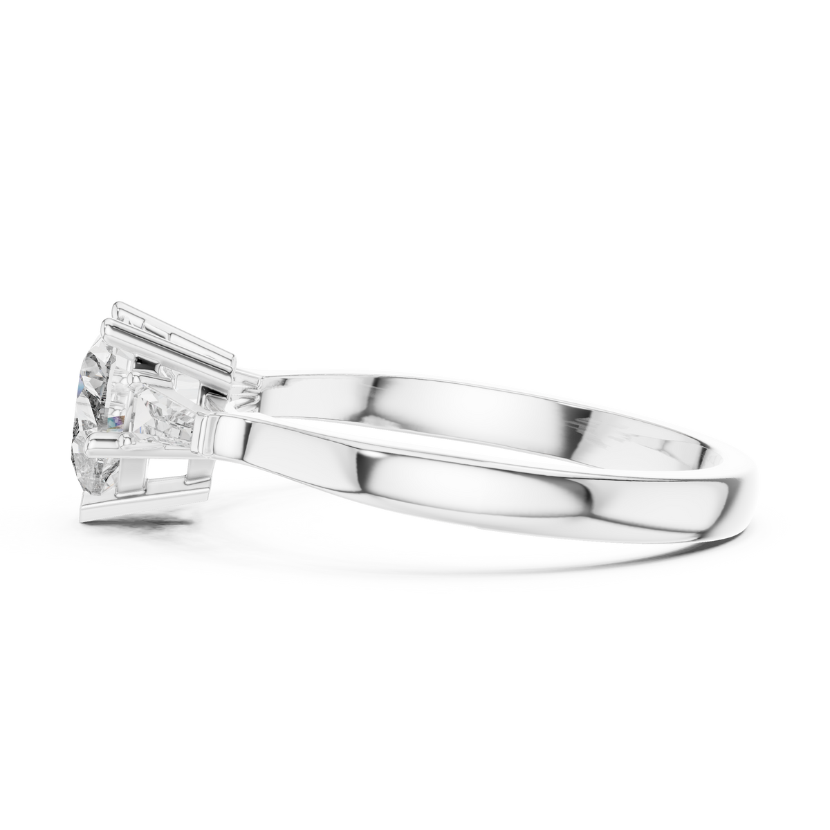 heart cut tapered baguette diamond  engagement ring